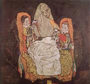 Egon Schiele Moth with two Children painting